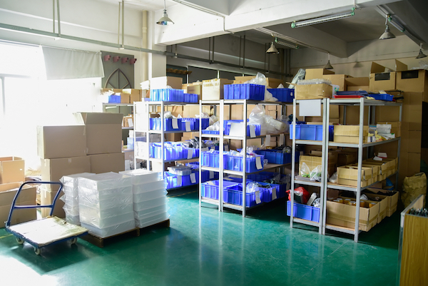 ecommerce store warehousing inventory with shelves