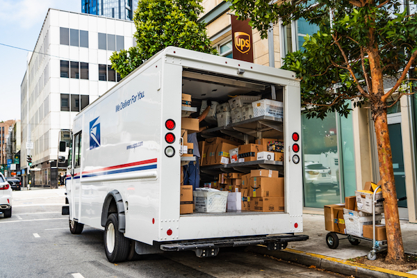 white usps truck for ecommerce shipping fulfillment