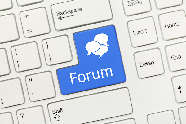 keyboard with forum button for small business marketing