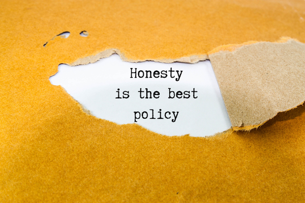 image of torn paper promoting honesty for forums