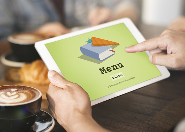 tablet with online menu for restaurants