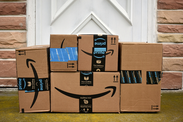 amazon boxes on doorstep for small business order fulfillment