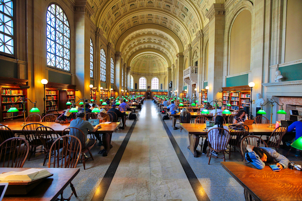 Interior of Boston Public Library for small business resources