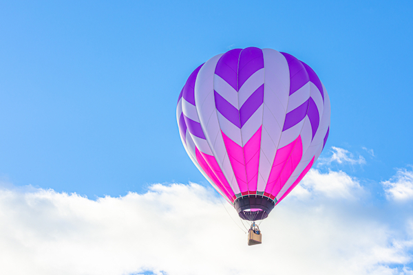pink and purple hot air balloon for local business events
