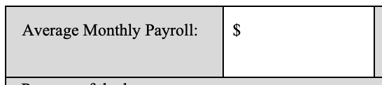 average monthly payroll box on PPP loan application