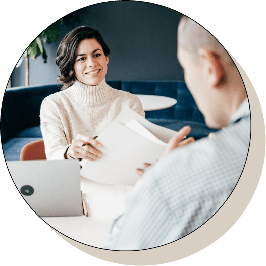 Small business owner conducting business