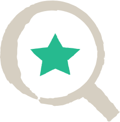 Magnifying glass with star