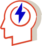 head outline with lightning bolt